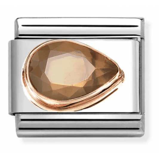Classic Rose Gold Champagne Faceted Right Drop Charm