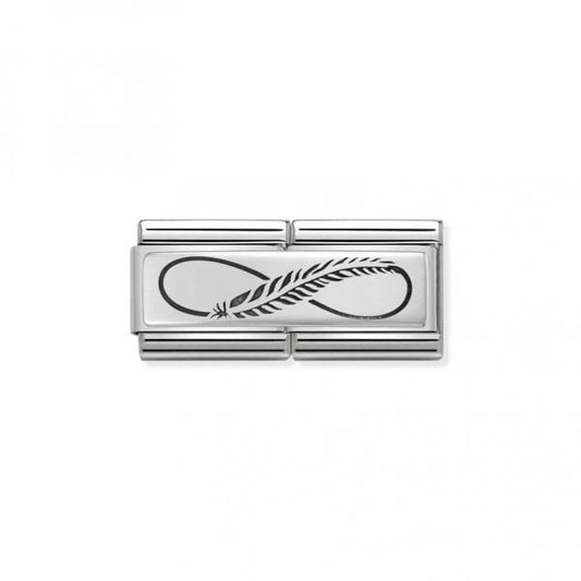 Composable Double Sterling Silver Infinity Feather Charm