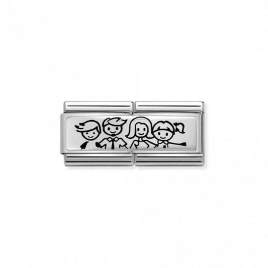 Composable Double Sterling Silver Boy & Girl Family Charm