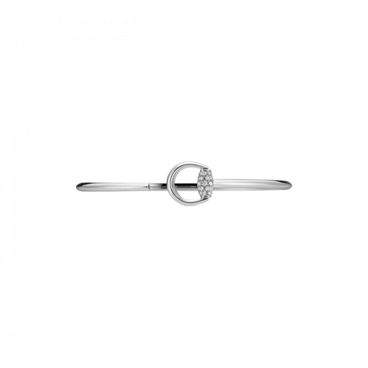 Horsebit White Gold Diamond Cuff Bangle
