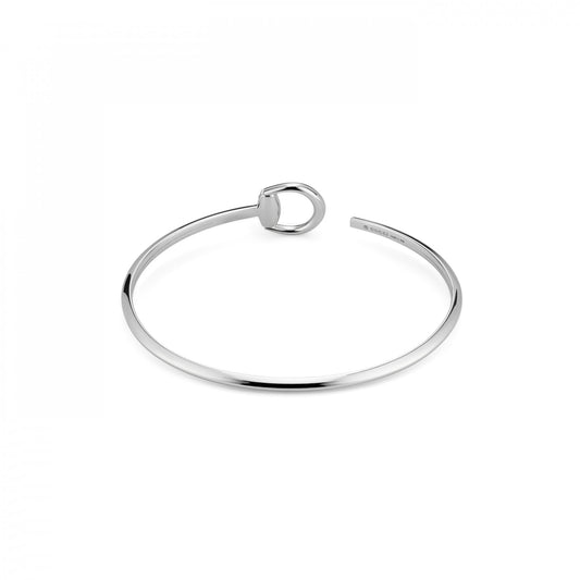 Horsebit White Gold Diamond Cuff Bangle
