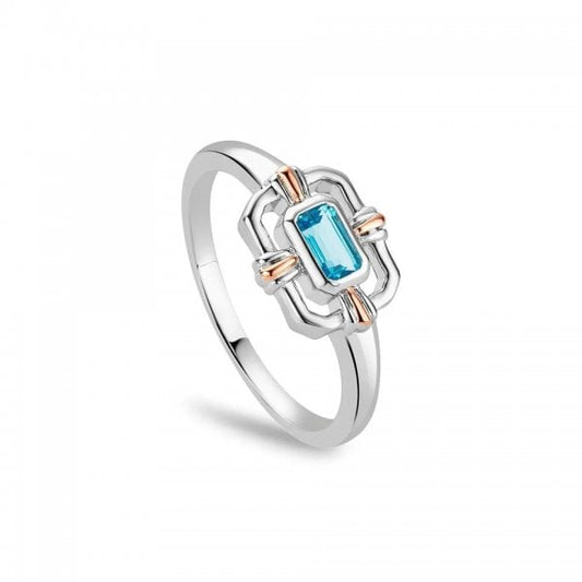 Silver & 9ct Rose Gold Enchanted Gateways Swiss Blue Topaz Ring