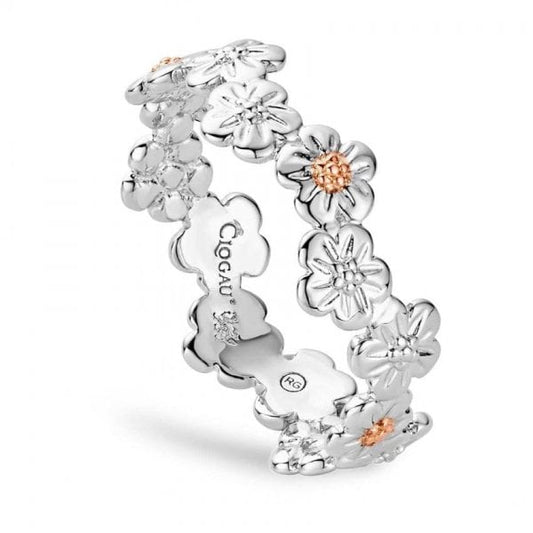 Silver & 9ct Rose Gold Forget Me Not Flower Ring