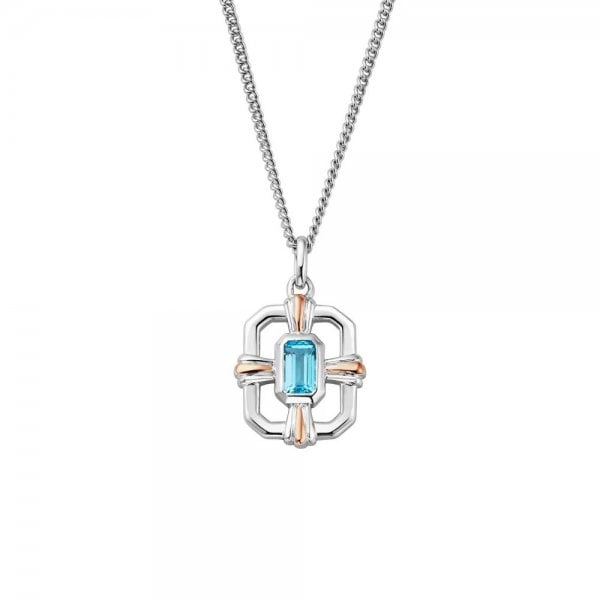 Silver & 9ct Rose Gold Enchanted Gateways Swiss Blue Topaz Necklace