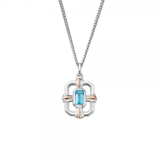 Silver & 9ct Rose Gold Enchanted Gateways Swiss Blue Topaz Necklace