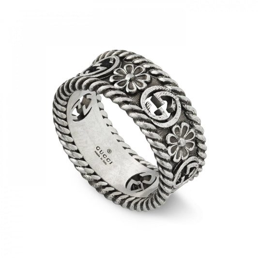 Gucci Interlocking G Silver Ring Size 15