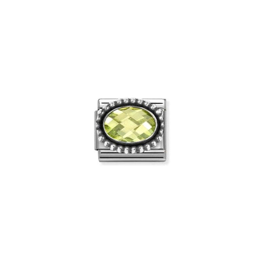 Classic Link, Light Green CZ, Vintage Effect