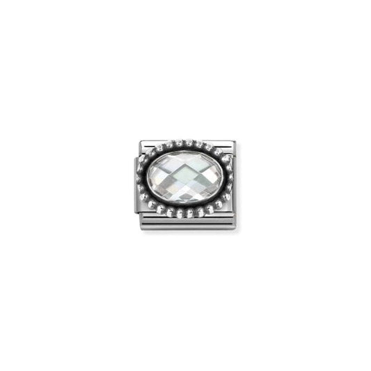 Classic Link, White CZ, Vintage Effect Charm