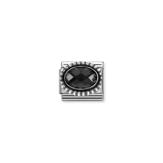 Classic Link, Black CZ, Vintage Effect