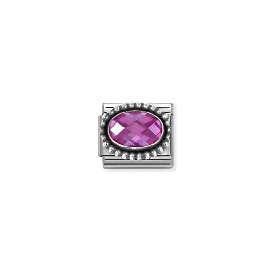 Classic Link, Fuchsia CZ, Vintage Effect