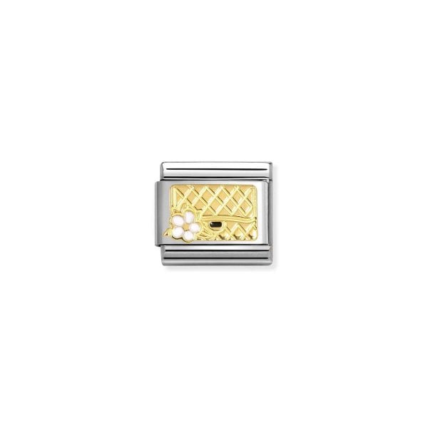 Classic Gold Bag & White Flower Charm