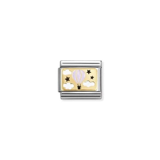 CLASSIC Stainless Steel 18ct Yellow Gold Pink Hot Hair Balloon Charm
