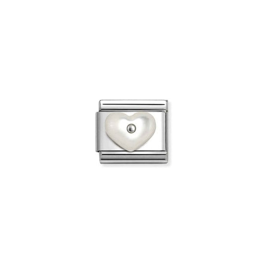 WHITE MOTHER OF PEARL heart