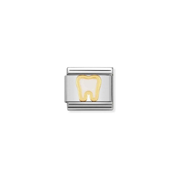 Gold and White Tooth Charm