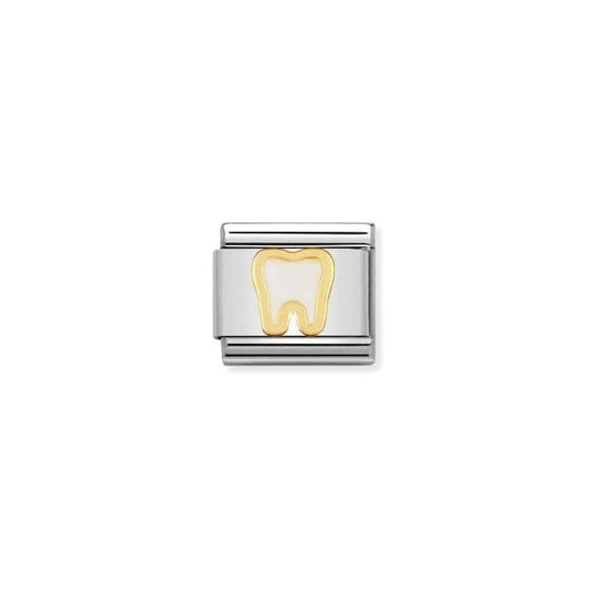 Gold and White Tooth Charm