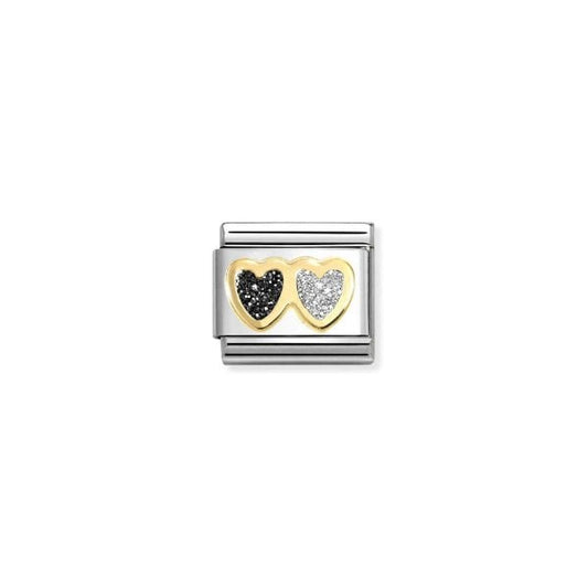 Double Heart BLACK and SILVER