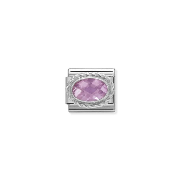Silvershine Ornate Settings Oval Pink Charm