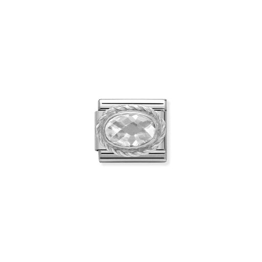 CLASSIC Silvershine Ornate Settings Oval White Charm