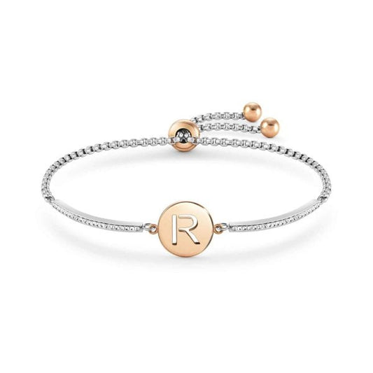 Milleluci Two-Tone Initial R Half Bangle Toggle