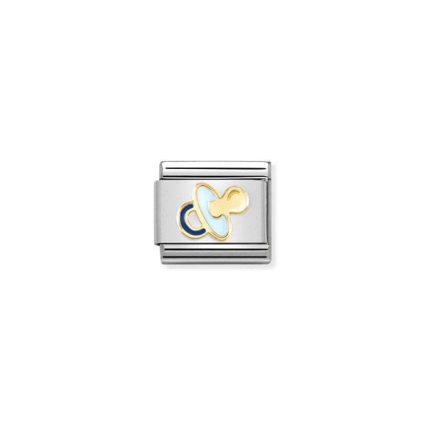 Gold Light Blue Pacifier Charm