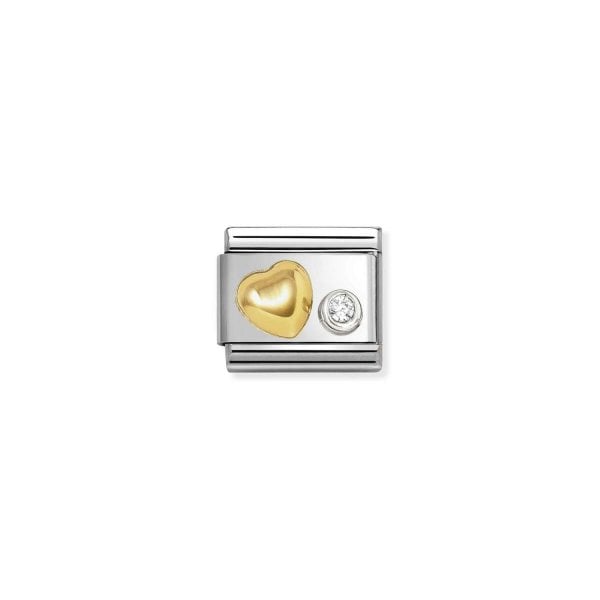 Classic Gold CZ Raised Heart Charm