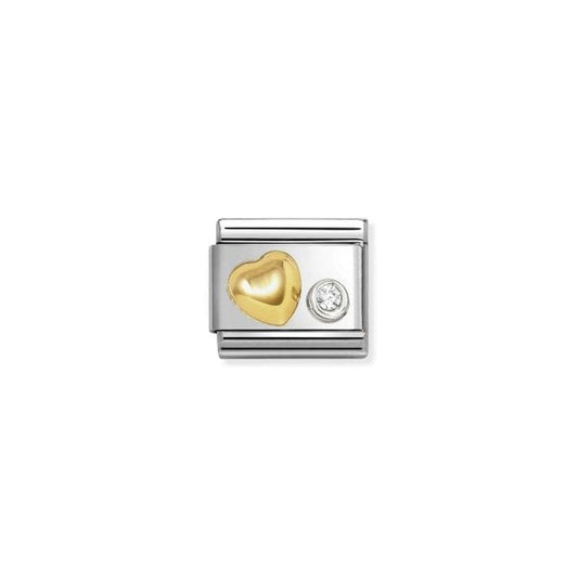 Classic Gold CZ Raised Heart Charm