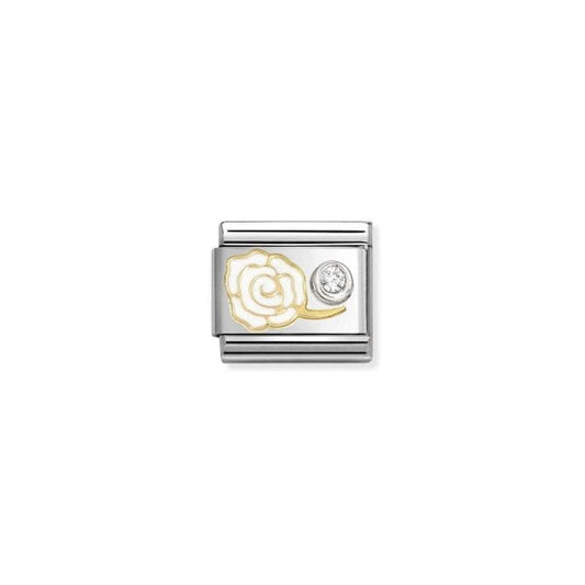 Classic Link, White Rose & CZ set in silver