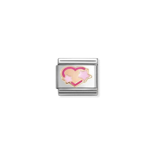 Classic Rose Gold Pink Fuschia Star Heart Charm