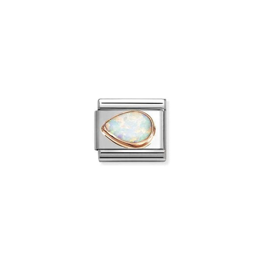 White Opal Drop Left Faceted Stone Charm