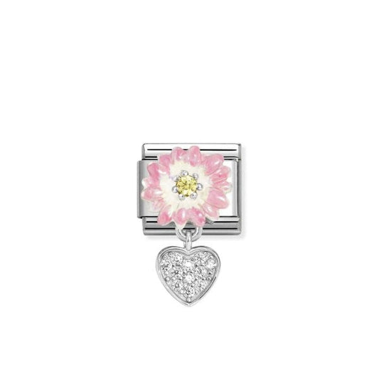 Pink daisy with heart