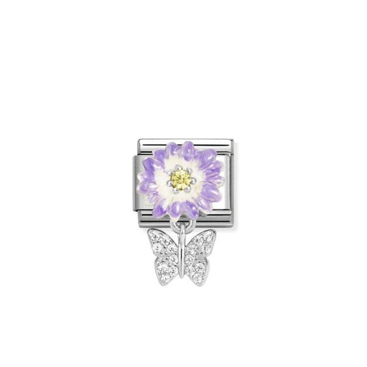 Lilac daisy with butterfly
