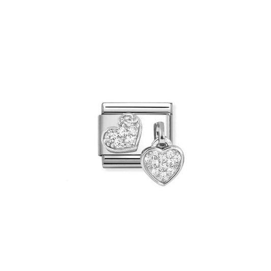 Classic Link, CZ Pavé Hearts 1 Pendant