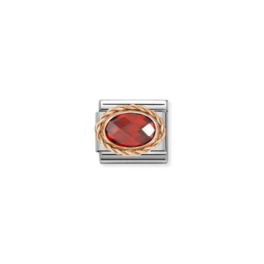 Oval Faceted Rose Gold Red