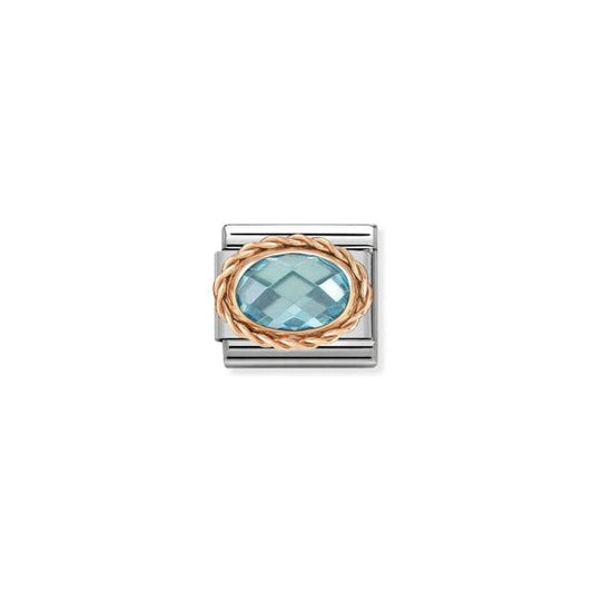 Oval Faceted Rose Gold Light Blue
