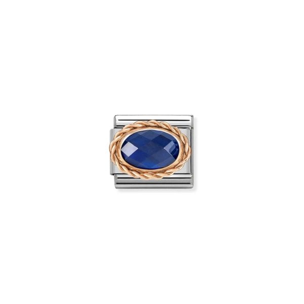 Oval Faceted Rose Gold Blue
