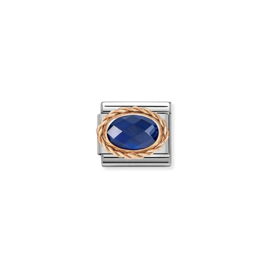 Oval Faceted Rose Gold Blue