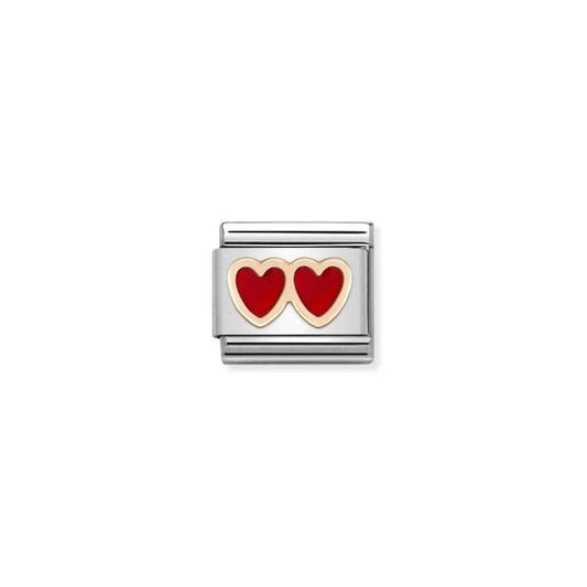 Double heart red/red