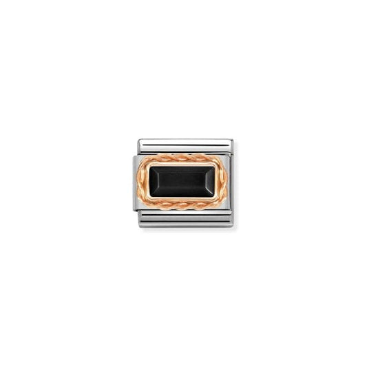 Classic 9KT Rose Gold Baguette Black Agate Charm