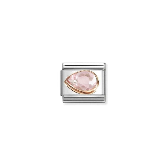 Classic Rose Gold Faceted Pink Left Drop Charm