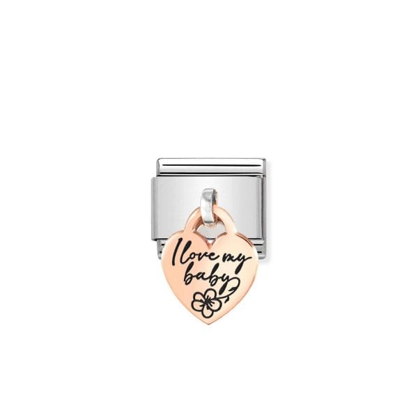 I Love My Baby Rose Gold Charm