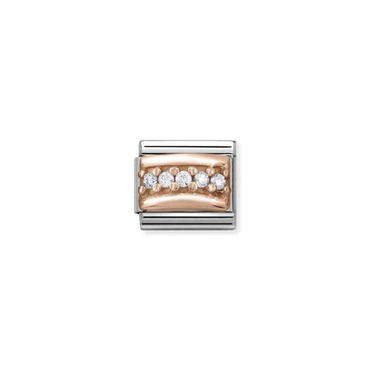 Rose Gold White Cz Barrel Charm