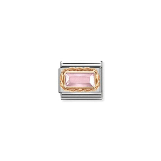 Rose Gold baguette Pink Stone