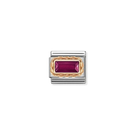 Rose Gold Baguette Red Stone