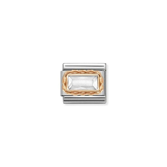 Rose Gold Faceted Baguette White CZ