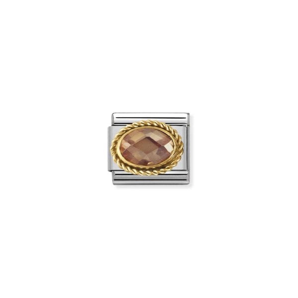 Classic Gold Faceted Oval Champagne Stone Charm