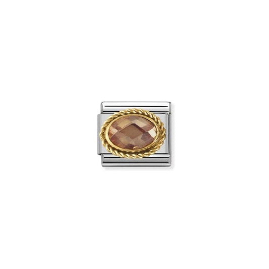 Classic Gold Faceted Oval Champagne Stone Charm