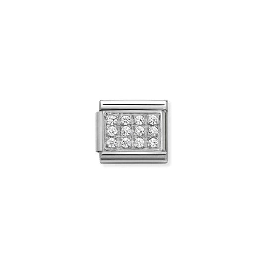 White CZ silver charm