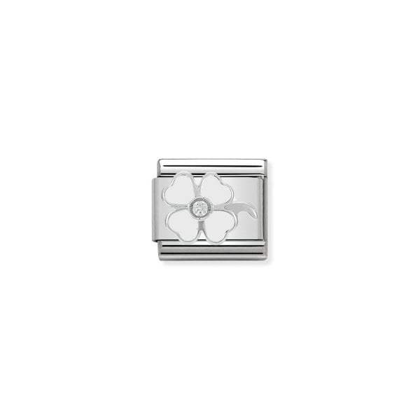 Silver White Clover Charm