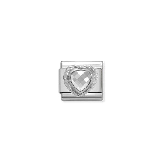 White FACETED CZ HEART