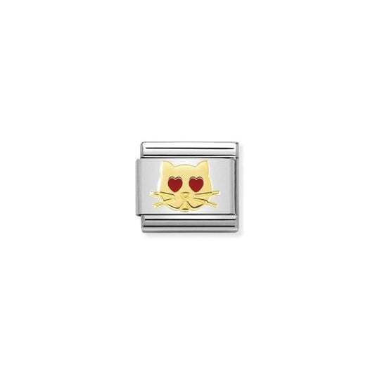 Classic Gold Cat with Heart Eyes Charm